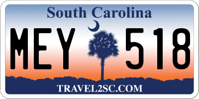 SC license plate MEY518