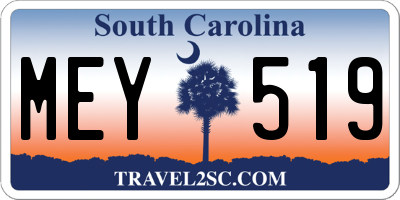 SC license plate MEY519