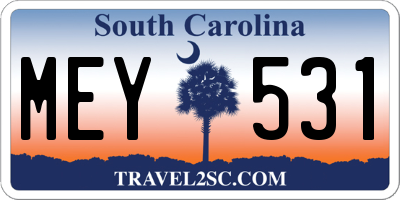 SC license plate MEY531