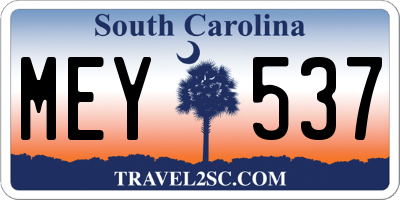SC license plate MEY537