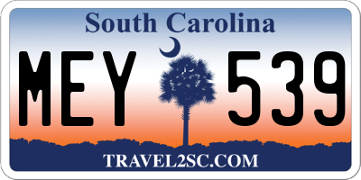 SC license plate MEY539