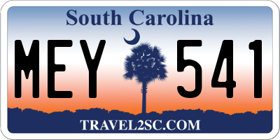 SC license plate MEY541