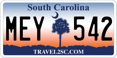 SC license plate MEY542