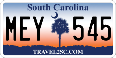 SC license plate MEY545