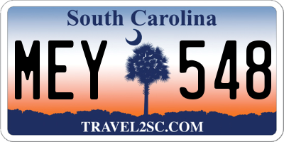 SC license plate MEY548