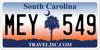 SC license plate MEY549