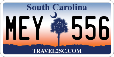 SC license plate MEY556