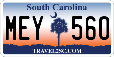 SC license plate MEY560