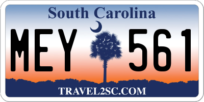 SC license plate MEY561