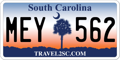 SC license plate MEY562