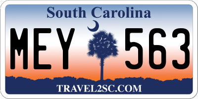 SC license plate MEY563