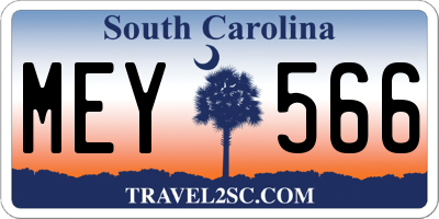 SC license plate MEY566