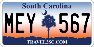 SC license plate MEY567