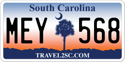 SC license plate MEY568