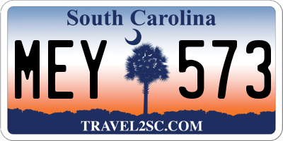 SC license plate MEY573