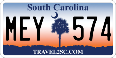 SC license plate MEY574