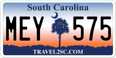 SC license plate MEY575