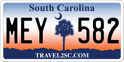 SC license plate MEY582
