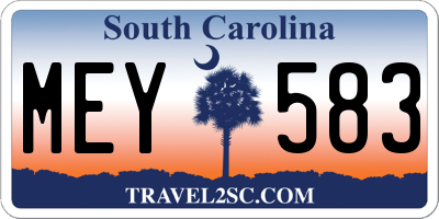 SC license plate MEY583