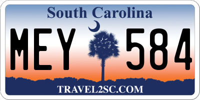 SC license plate MEY584