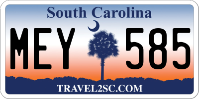 SC license plate MEY585