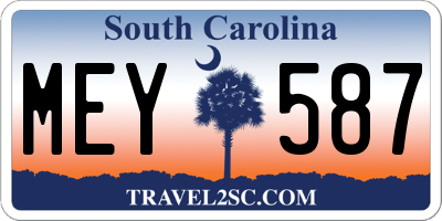SC license plate MEY587