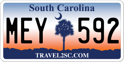 SC license plate MEY592
