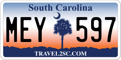 SC license plate MEY597