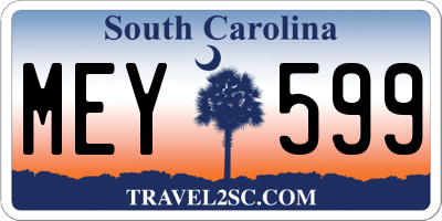 SC license plate MEY599