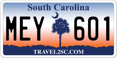 SC license plate MEY601