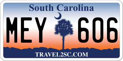 SC license plate MEY606