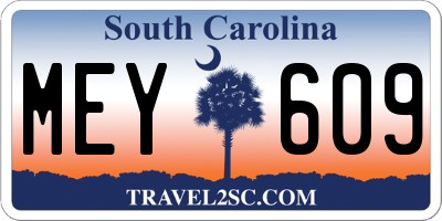 SC license plate MEY609