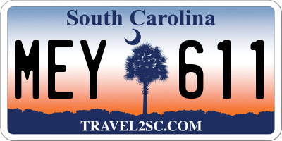 SC license plate MEY611