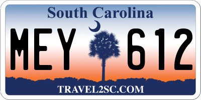 SC license plate MEY612
