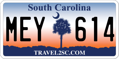 SC license plate MEY614
