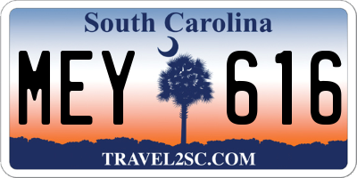 SC license plate MEY616