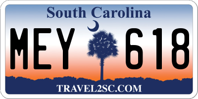 SC license plate MEY618
