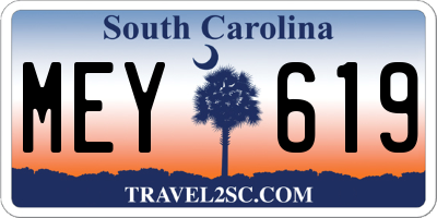 SC license plate MEY619
