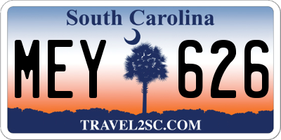 SC license plate MEY626