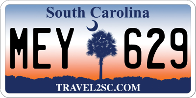 SC license plate MEY629