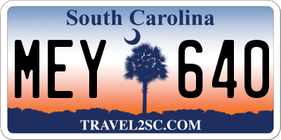 SC license plate MEY640