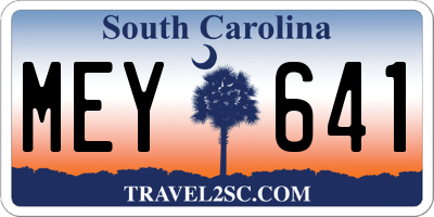 SC license plate MEY641