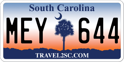 SC license plate MEY644