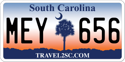 SC license plate MEY656