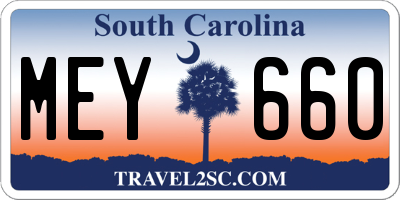 SC license plate MEY660