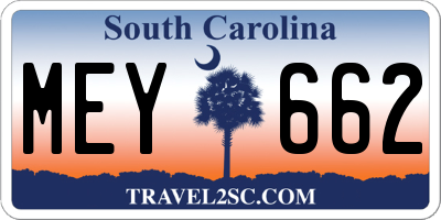 SC license plate MEY662