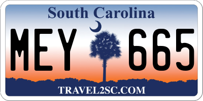 SC license plate MEY665