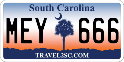 SC license plate MEY666