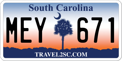 SC license plate MEY671