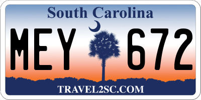 SC license plate MEY672